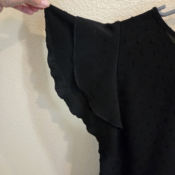Shein Swiss Dot Butterfly Sleeve Black Blouse Size Medium Summer Spring Office - Picture 4 of 7